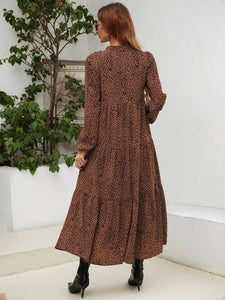 Lemon Tart Leopard Print Detail Maxi Dress LTAMD721 - Brown
