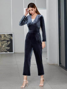 Lemon Tart Overlap Front Velvet LTJMPS15 Jumpsuit