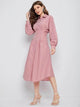 Lemon Tart Pleat Button Detail Long Dress LTAMD393 - Pink