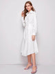 Lemon Tart Pleat Button Detail Long Dress LTAMD393 - White