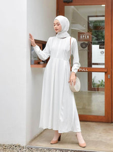 Lemon Tart Pleat Detail Long Maxi Dress LTAMD609 - White