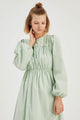 Lemon Tart Pleated Detail Long Maxi Dress LTAMD402 - Green