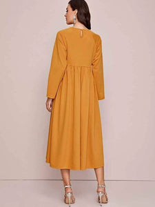Lemon Tart Pocket and Stitch Detail Long Dress LTAMD66