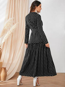 Lemon Tart Polka Dot Print Detail Long Dress LTAMD16