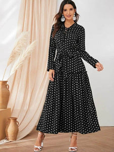 Lemon Tart Polka Dot Print Detail Long Dress LTAMD16