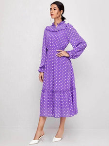 Lemon Tart Polka Dot Print Detail Long Dress LTAMD172