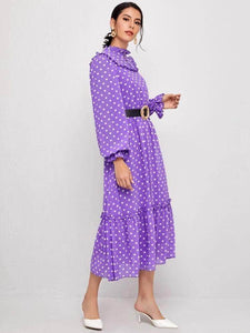 Lemon Tart Polka Dot Print Detail Long Dress LTAMD172