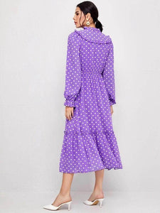 Lemon Tart Polka Dot Print Detail Long Dress LTAMD172