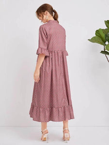 Lemon Tart Polka Dot Print Detail Long Dress LTAMD34