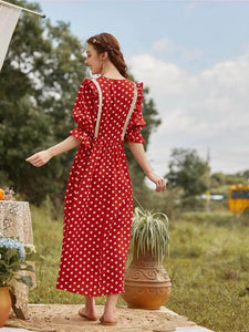 Lemon Tart Polka Dot Print Detail Long Dress LTAMD35