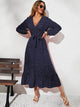 Lemon Tart Polka Dot Print Detail Long Maxi Dress LTAMD604 - Navy Blue