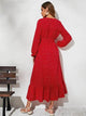 Lemon Tart Polka Dot Print Detail Long Maxi Dress LTAMD604 - Red