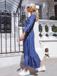 Lemon Tart Polka Dot Print Detail Maxi Long Dress LTAMD117 - Blue