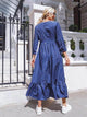 Lemon Tart Polka Dot Print Detail Maxi Long Dress LTAMD117 - Blue
