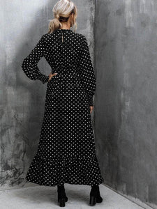 Lemon Tart Polka Dot Print Detail Maxi Long Dress LTAMD126