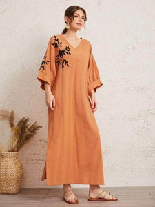 Lemon Tart Print Detail Long Maxi Dress LTAMD378 - Orange