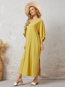 Lemon Tart Print Detail Long Maxi Dress LTAMD378 - Yellow
