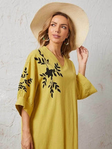Lemon Tart Print Detail Long Maxi Dress LTAMD378 - Yellow