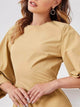 Lemon Tart Puffed Sleeve Long Maxi Dress LTAMD159 - Brown