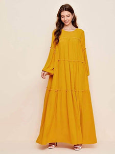 Lemon Tart Ruffle Detail Long Maxi Dress LTAMD109