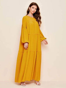 Lemon Tart Ruffle Detail Long Maxi Dress LTAMD109