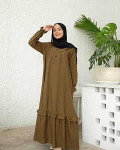 Lemon Tart Ruffle Detail Long Maxi Dress LTAMD158 - Olive
