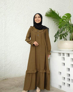 Lemon Tart Ruffle Detail Long Maxi Dress LTAMD158 - Olive