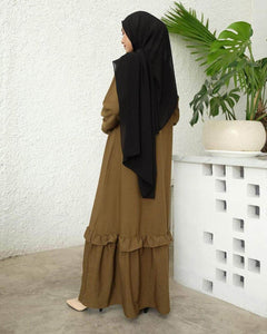 Lemon Tart Ruffle Detail Long Maxi Dress LTAMD158 - Olive