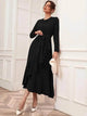 Lemon Tart Ruffle Detail Long Maxi Dress LTAMD521 - Black