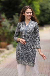 Lemon Tart SCHK7 Schiffli Chikan Embroiderd Unstitched Lawn Kurti