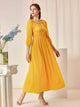 Lemon Tart Shirred Detail Long Maxi Dress LTAMD318