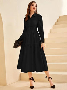 Lemon Tart Shirt Detail Maxi Dress LTAMD688 - Black