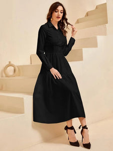 Lemon Tart Shirt Detail Maxi Dress LTAMD688 - Black