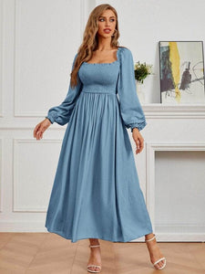 Lemon Tart Square Neck Detail Long Maxi Dress LTAMD561 - Blue