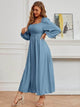 Lemon Tart Square Neck Detail Long Maxi Dress LTAMD561 - Blue