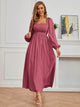 Lemon Tart Square Neck Detail Long Maxi Dress LTAMD561 - Pink