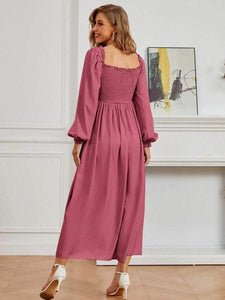 Lemon Tart Square Neck Detail Long Maxi Dress LTAMD561 - Pink