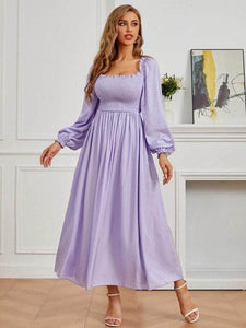 Lemon Tart Square Neck Detail Long Maxi Dress LTAMD561 - Purple