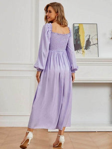 Lemon Tart Square Neck Detail Long Maxi Dress LTAMD561 - Purple