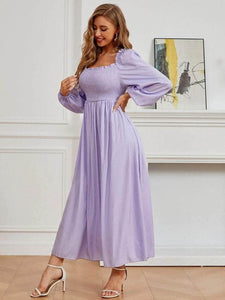 Lemon Tart Square Neck Detail Long Maxi Dress LTAMD561 - Purple