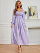 Lemon Tart Square Neck Detail Long Maxi Dress LTAMD561 - Purple