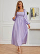 Lemon Tart Square Neck Detail Long Maxi Dress LTAMD561 - Purple