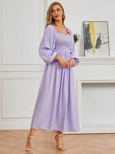 Lemon Tart Square Neck Detail Long Maxi Dress LTAMD561 - Purple