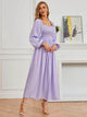 Lemon Tart Square Neck Detail Long Maxi Dress LTAMD561 - Purple