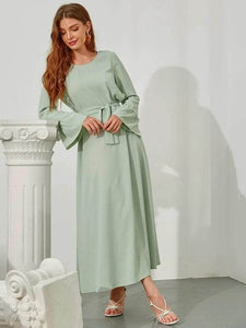 Lemon Tart Tie and Sleeve Detail Long Maxi Dress LTAMD399