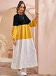 Lemon Tart Color Block Detail Long Dress LTAMD14