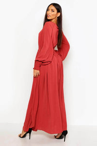 Lemon Tart Tie Waist Detail Long Maxi Dress LTAMD462 - Red