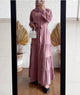 Lemon Tart Tiered Button Detail Long Maxi Dress LTAMD639 - Pink