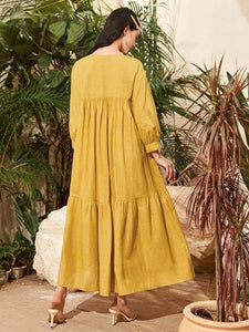 Lemon Tart Tiered Detail Long Dress LTAMD4