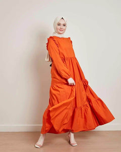 Lemon Tart Tiered Detail Long Dress LTAMD666 - Orange